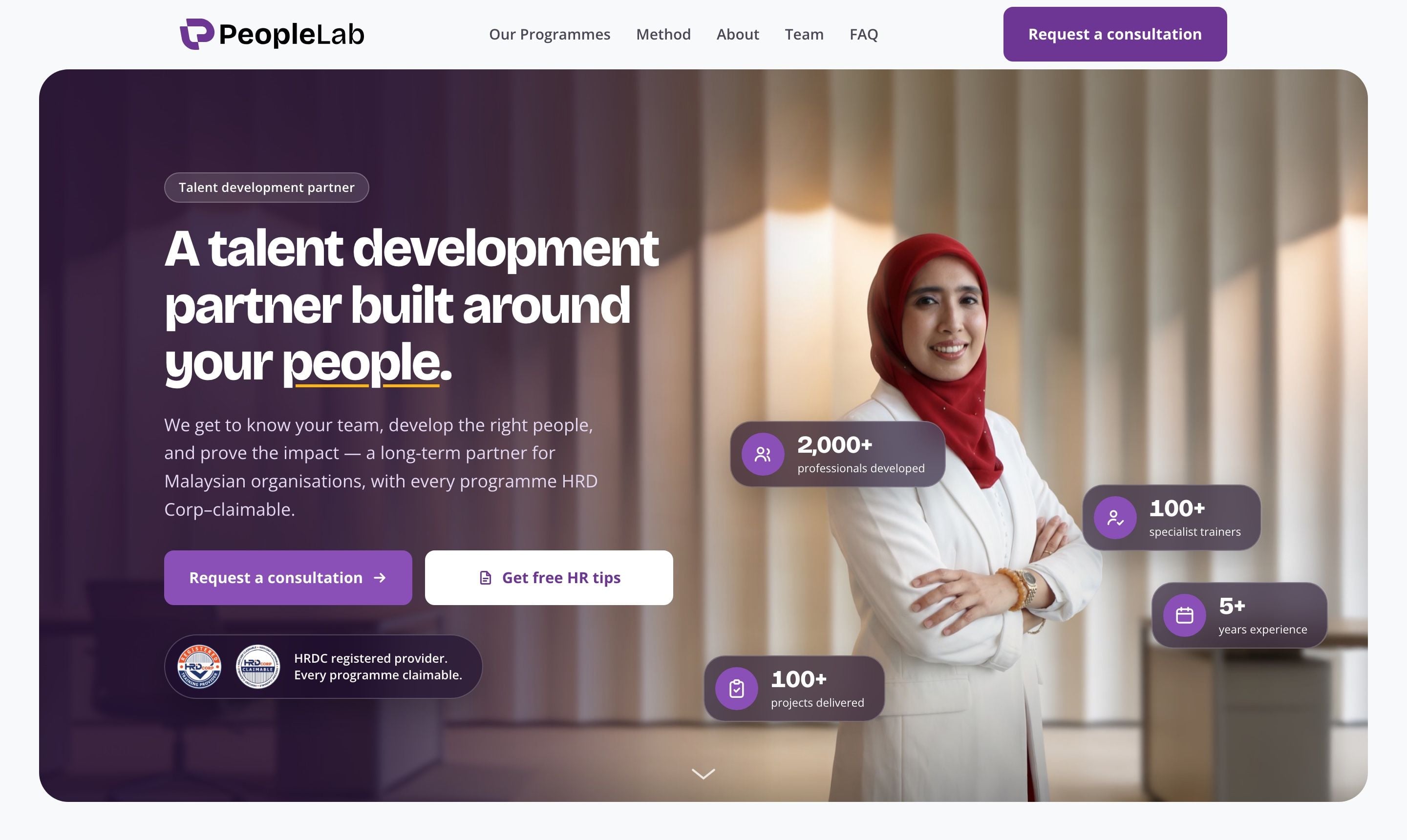 The homepage hero on peoplelab.my
